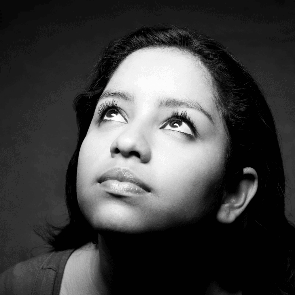 woman looking up