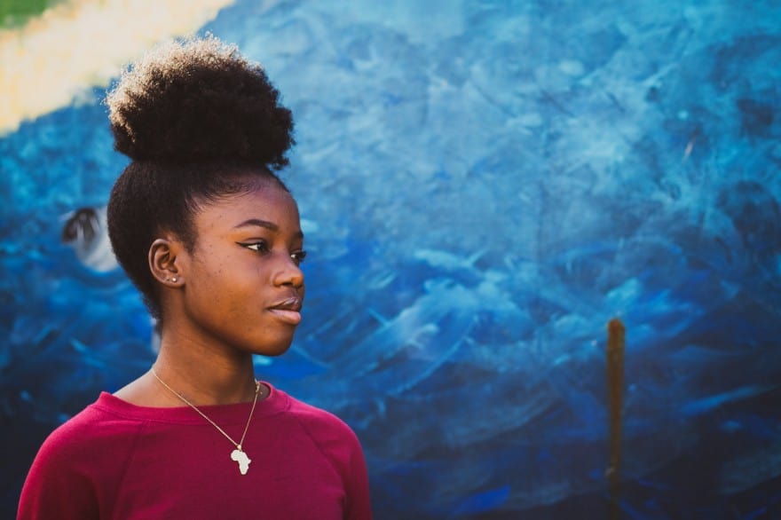 Black girl looking forward